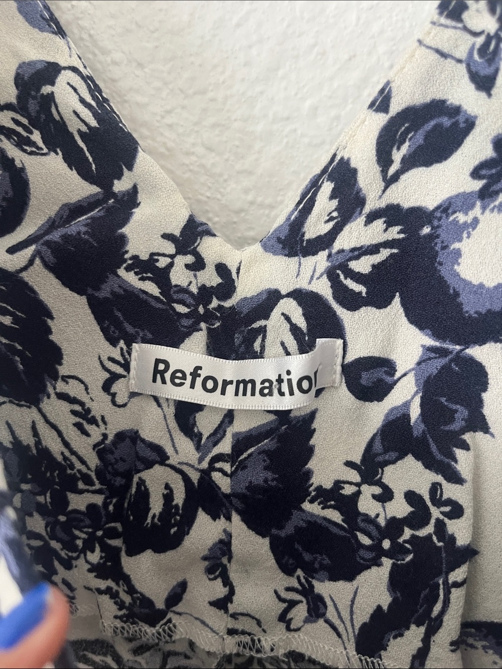 Reformation Gianni Blue White Mini dress in Orangerie fruit print, size M - Picture 4 of 8